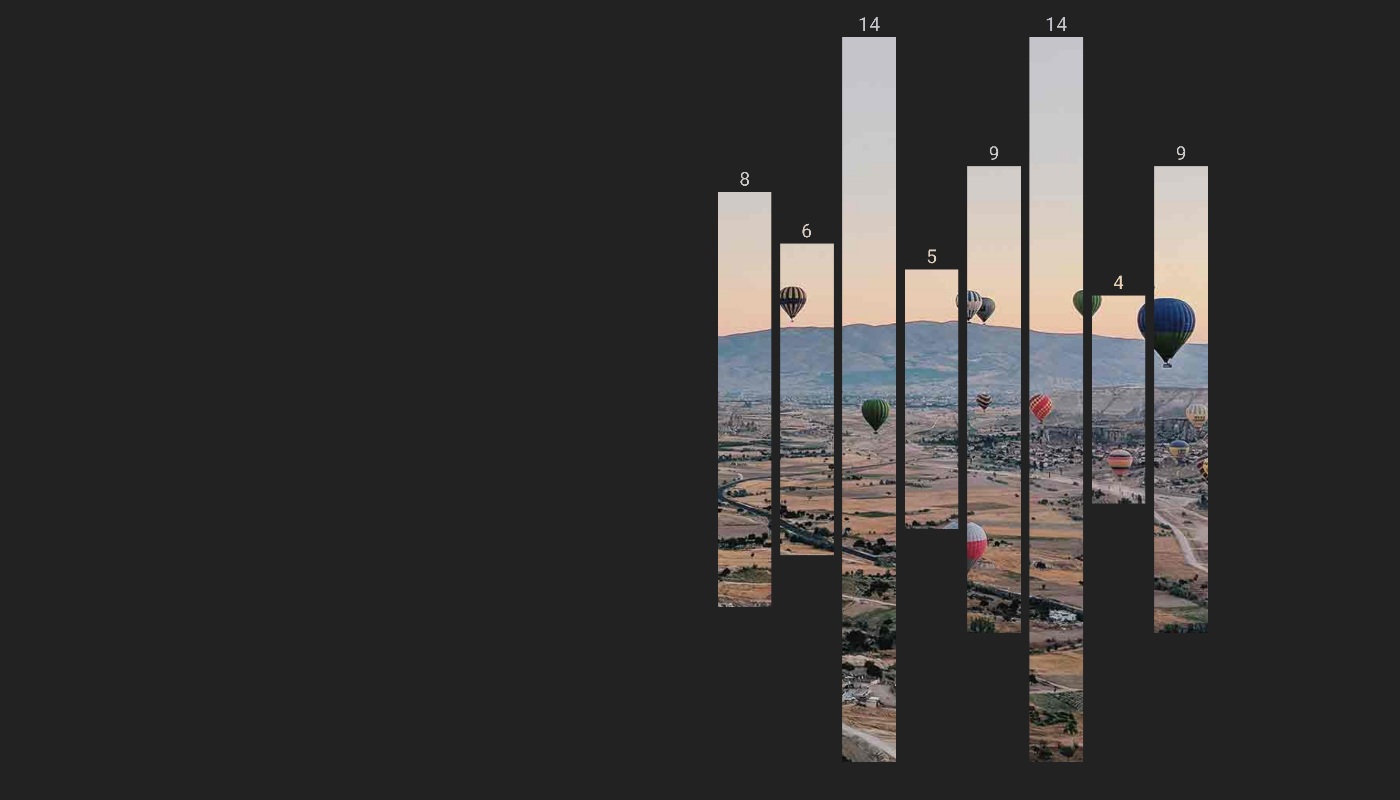 Säulendiagramm aus bearbeitetem Landschaftsfoto als Beispiel für Daten-Storytelling.