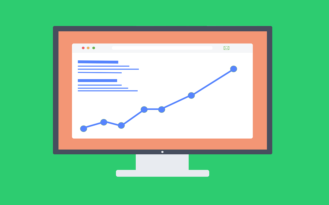 Diese minimalistische Grafik zeigt ein Liniendiagramm auf einem Desktopmonitor.