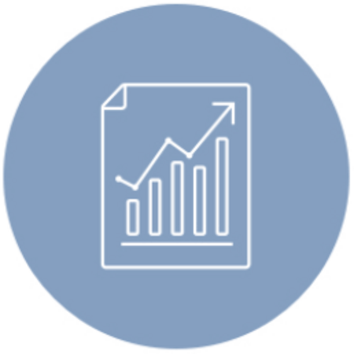 Icon mit kombiniertem Säulen- und Liniendiagramm als Symbol für Unternehmen und Markt.