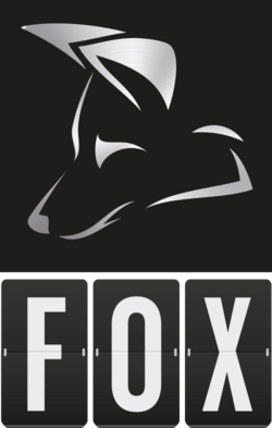 Logo des FOX-Awards in Silber mit stilisiertem Fuchskopf.