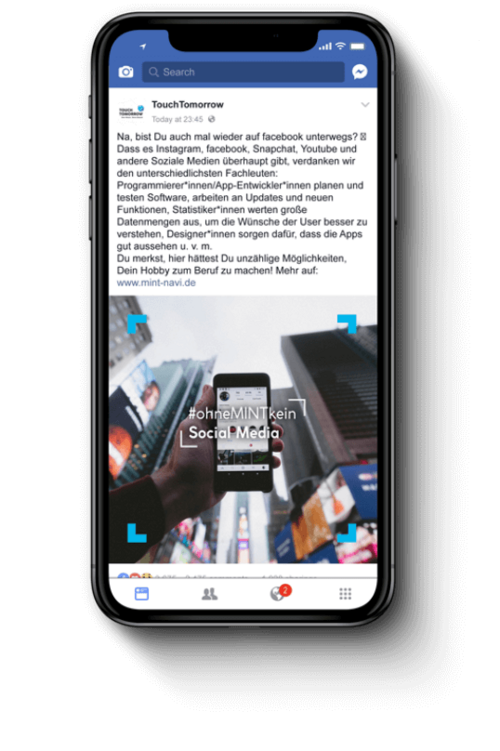 Mobile Ansicht eines Social-Media-Accounts von TouchTomorrow.