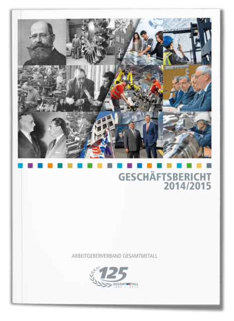 Grafik: IW Medien Cover des Geschäftsberichts des Arbeitgeberverbands Gesamtmetall 2014/2015.