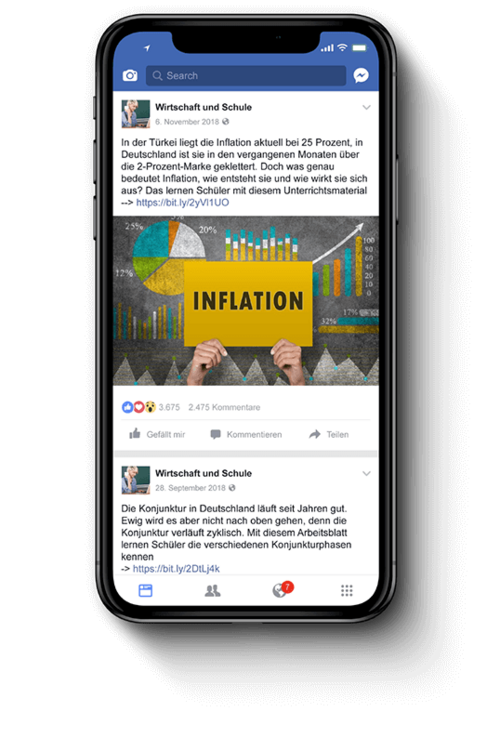 Tweet von ,Wirtschaft und Schule´ zum Thema Inflation in der Türkei mit Kurzlink zu mehr Infos.