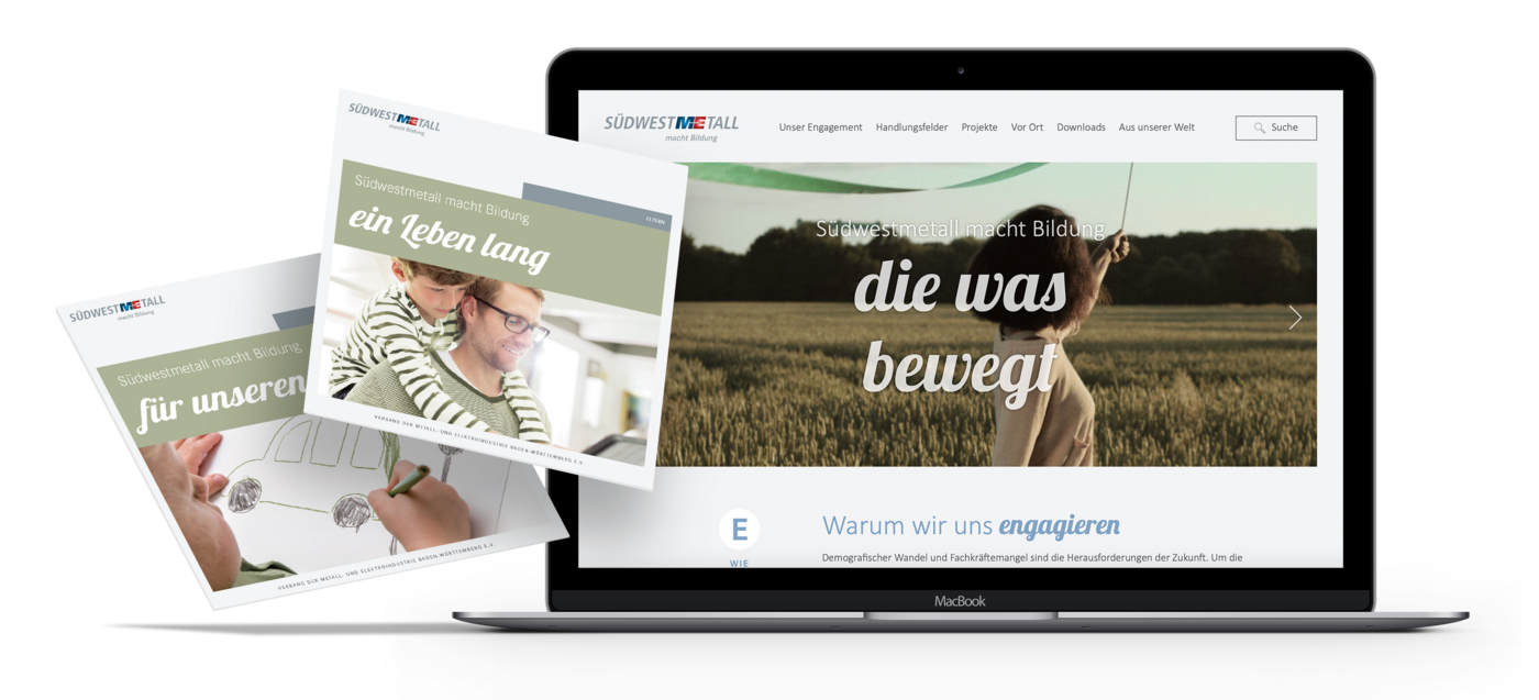 Desktopansicht des Startseiten-Headerbereichs von www.suedwestmetall.de.