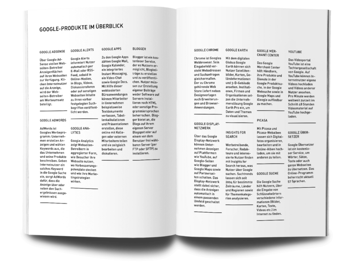Mockup einer Text-Doppelseite aus der IW Studie zur Google-Nutzung durch deutsche Unternehmen.
