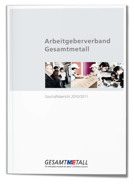 Grafik: IW Medien Cover des Geschäftsberichts des Arbeitgeberverbands Gesamtmetall 2010/2011.