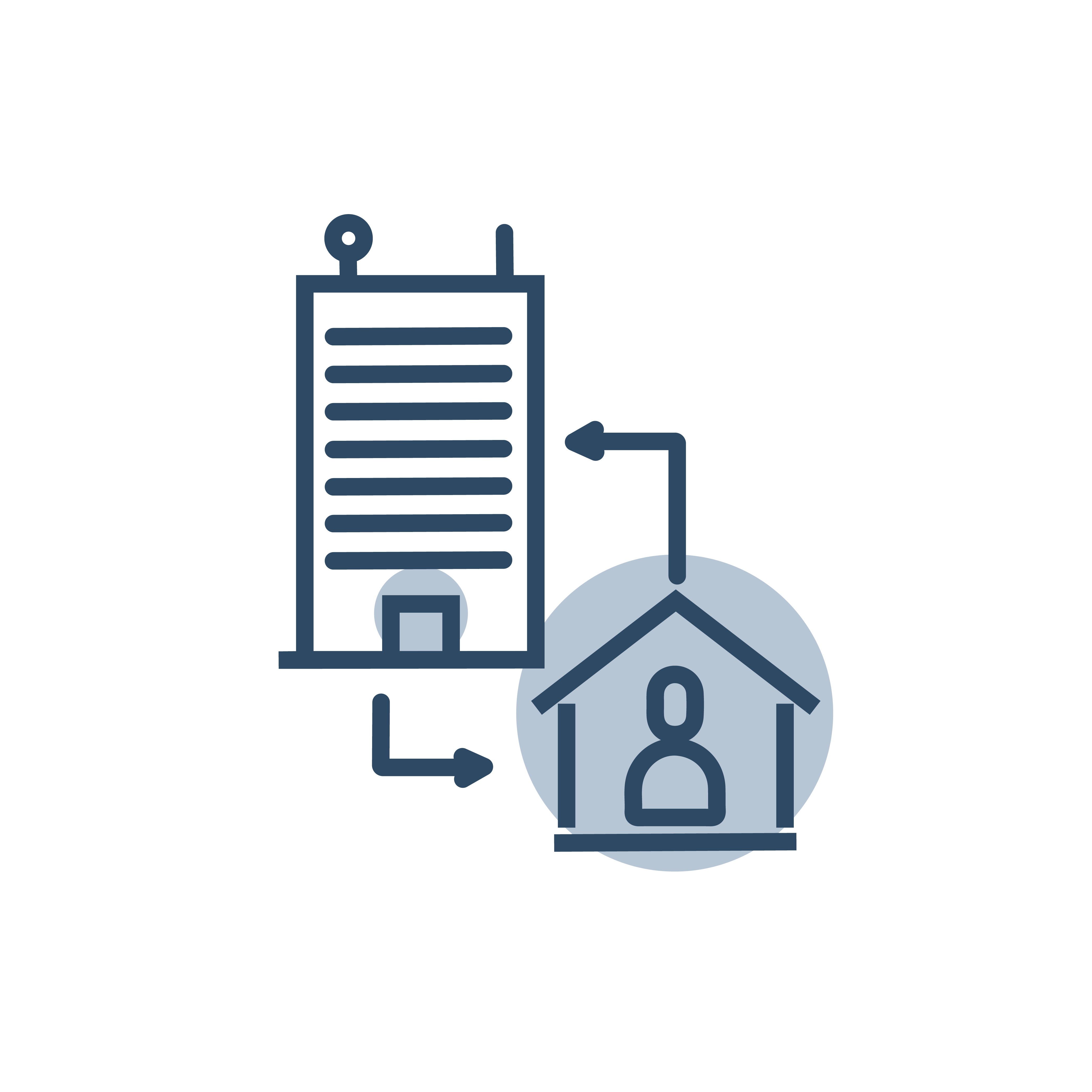 Icon, das die Verbindung von Haushalten und Arbeitsorten symbolisiert.