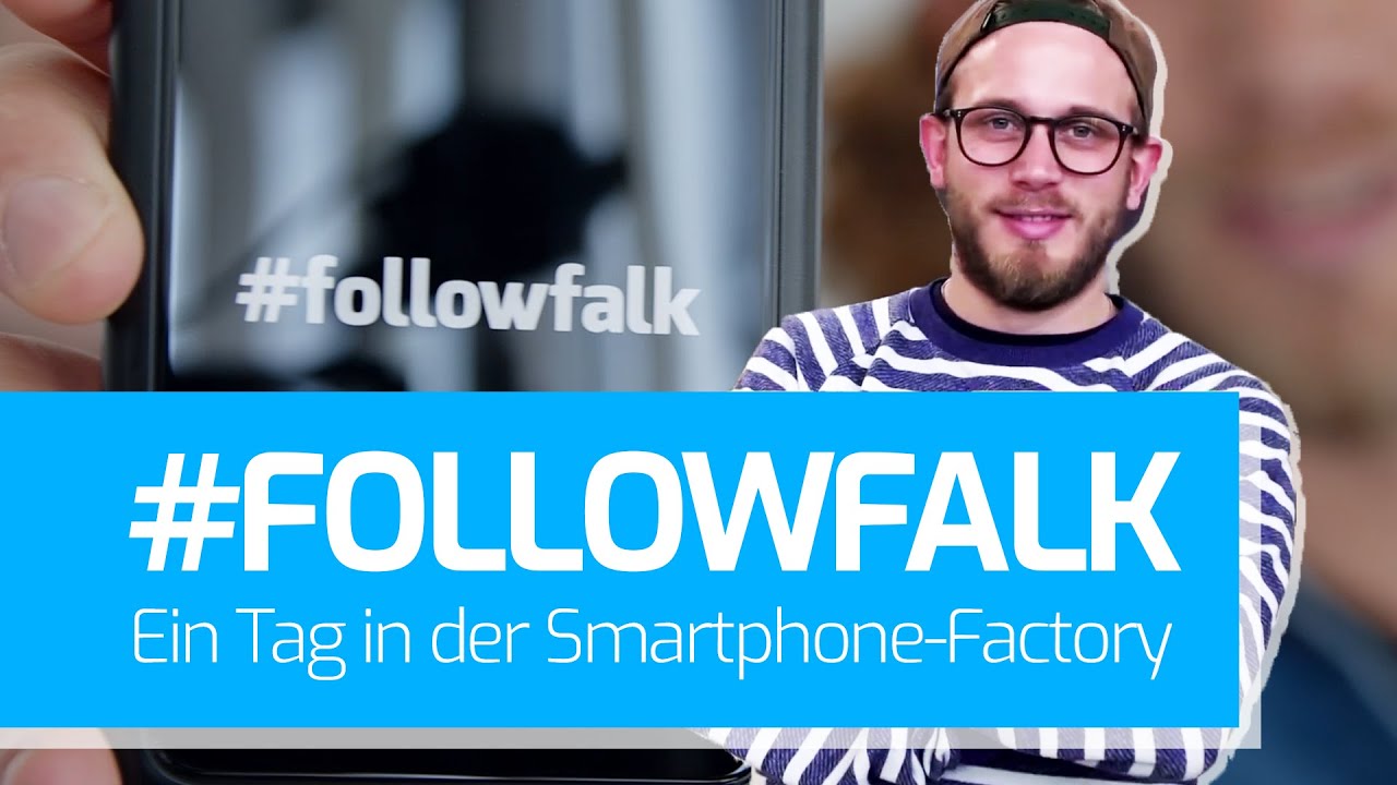 Ein Tag in der Smartphone-Factory #FollowFalk Video mit dem Berufsorientierungsexperten Falk Schug, das einen Tag in einer Smartphone-Fabrik zeigt.