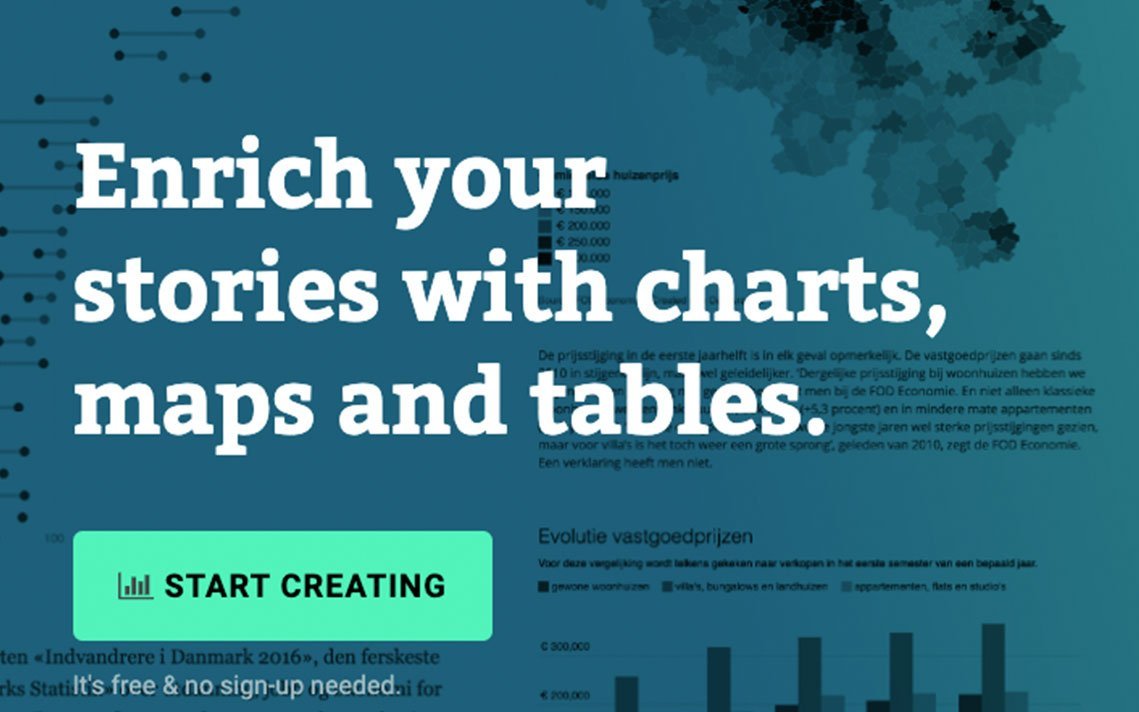 Startseit des Tools Datawrapper.